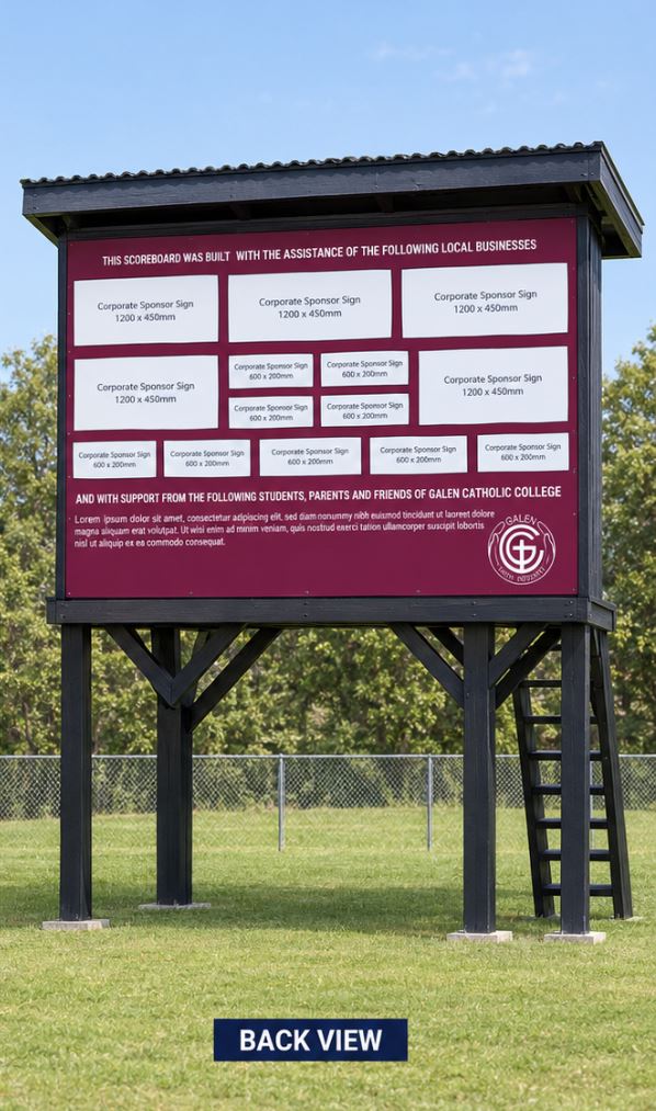 Your name on the back of Galen's Scoreboard for $100